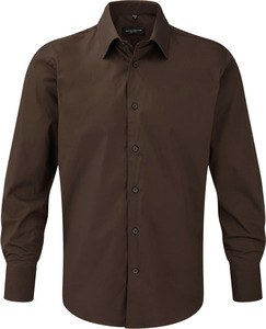 Russell Collection RU946M - Fitted Shirt - Chemise Ajustée Manches Longues Chocolat