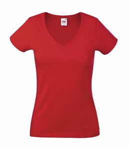 Fruit of the Loom SS047 - T-shirt Col V pour femme Rouge
