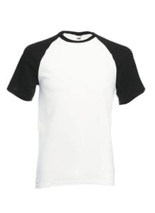 Fruit of the Loom SS026 - T-shirt baseball manches courtes White/ Black