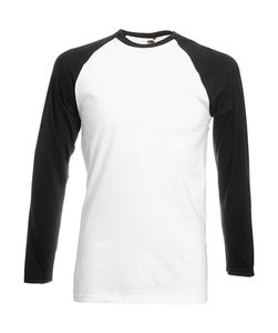 Fruit of the Loom 61-028-0 - T-Shirt Manches Longues Homme Baseball Blanc/Noir