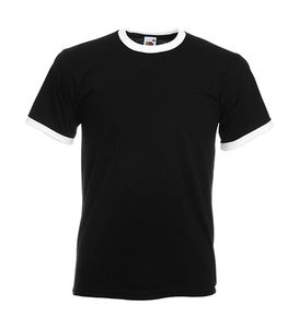 Fruit of the Loom 61-168-0 - Ringer Tee Noir/Blanc