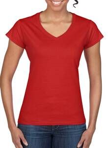 Gildan 64V00L - T-Shirt Femme Col V 100% Coton Rouge