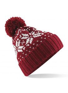 Beechfield B456 - Fair Isle Snowstar Beanie Classic Red/White