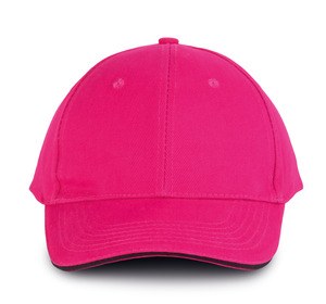 K-up KP011 - ORLANDO - CASQUETTE HOMME 6 PANNEAUX Fuchsia / Black