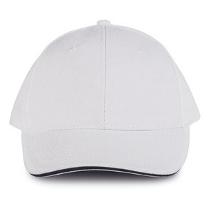 K-up KP011 - ORLANDO - CASQUETTE HOMME 6 PANNEAUX Blanc / Bleu marine