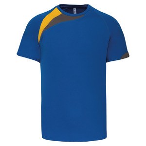 ProAct PA437 - T-SHIRT SPORT MANCHES COURTES ENFANT Sporty Royal Blue / Sporty Yellow / Storm Grey
