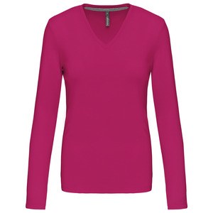 Kariban K382 - T-SHIRT COL V MANCHES LONGUES FEMME Fuchsia