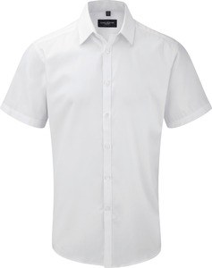 Russell Collection RU963M - Chemise Homme Manche Courtes À Chevrons Blanc