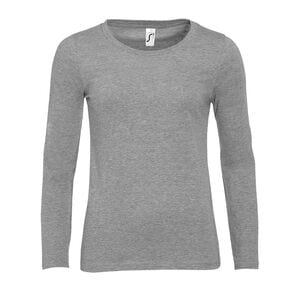 SOL'S 11425 - MAJESTIC Tee Shirt Femme Col Rond Manches Longues Gris Chiné