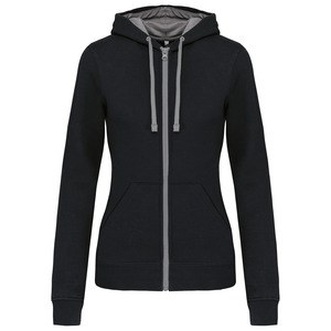 Kariban K467 - Sweat-shirt zippé capuche contrastée femme Black / Fine Grey