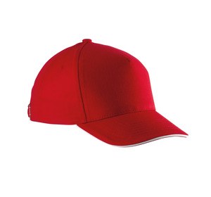 K-up KP148 - CASQUETTE ENFANT AVEC SANDWICH CONTRASTÉ - 5 PANNEAUX Red / White