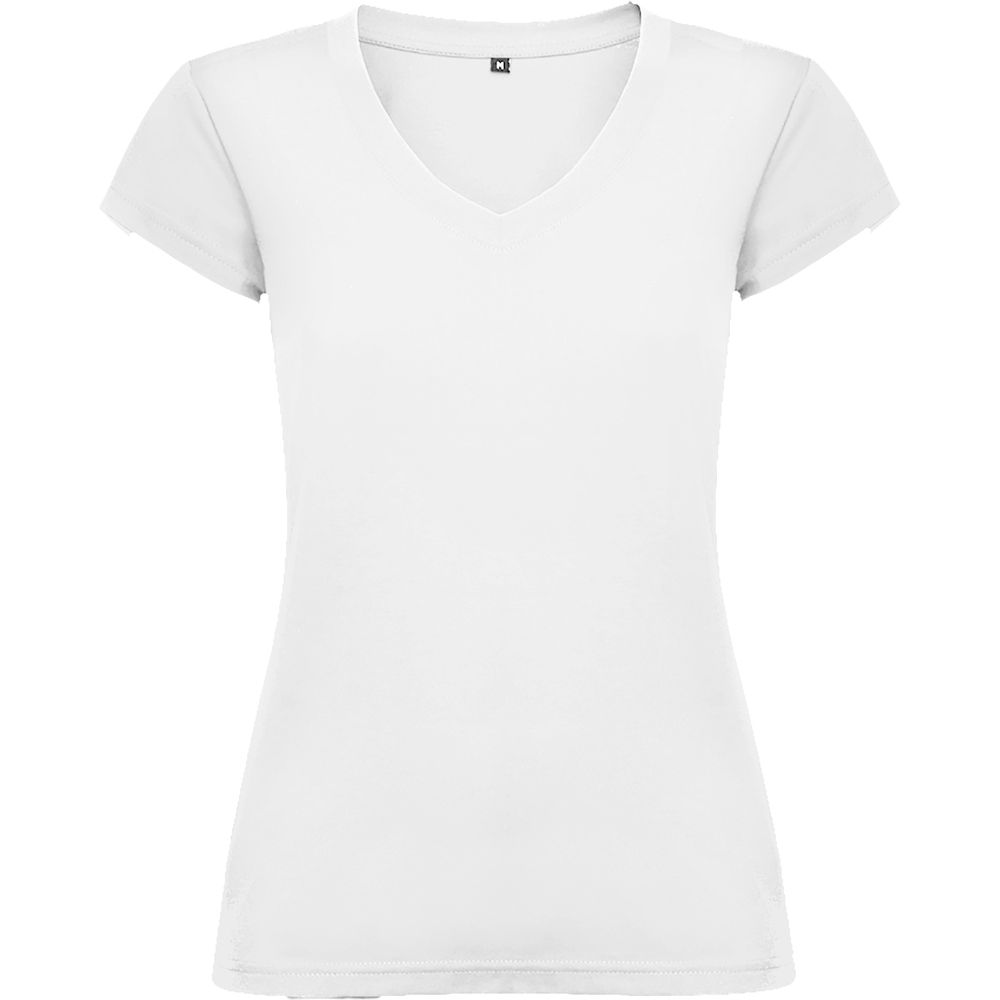 Roly CA6646 - VICTORIA T-shirt en manches courtes pour femme avec col V et achevé en côte 1x1