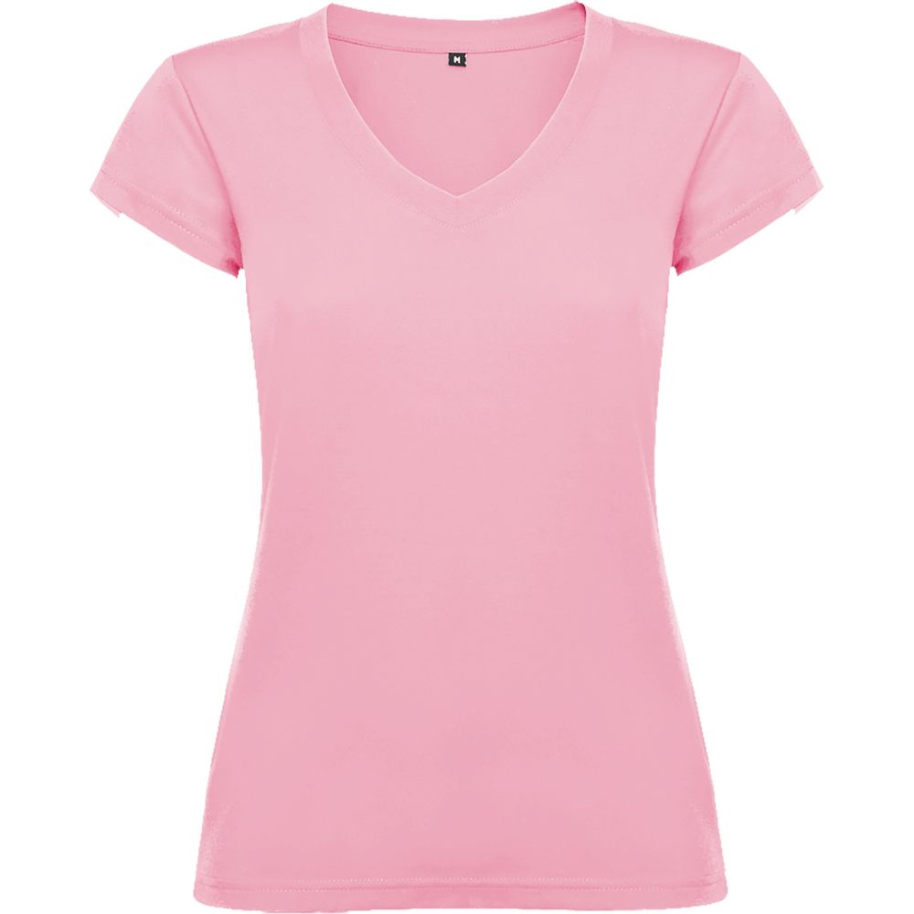 Roly CA6646 - VICTORIA T-shirt en manches courtes pour femme avec col V et achevé en côte 1x1