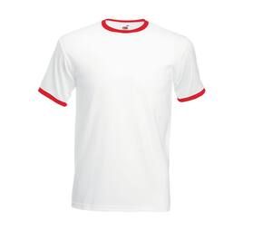 Fruit of the Loom SC245 - T-Shirt Homme Ringer 100% Coton Blanc/Rouge