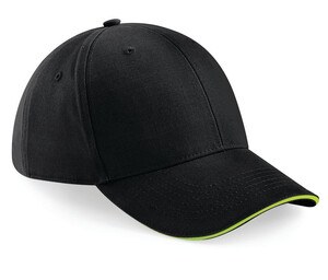 Beechfield BF020 - Casquette de Sport 6 Panneaux Black/Lime