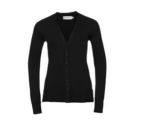 Russell Collection JZ715 - Cardigan Femme Col V Coton Noir