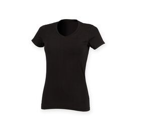 Skinnifit SK122 - Tee-Shirt Stretch Col V pour Femme Noir