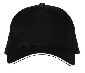 Black&Match BM910 - Casquette 5 Panneaux 100% Coton Noir/Blanc