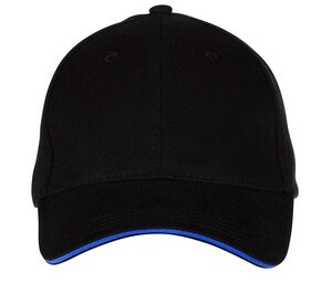 Black&Match BM911 - Casquette 6 Panneaux Sandwich Black/Royal