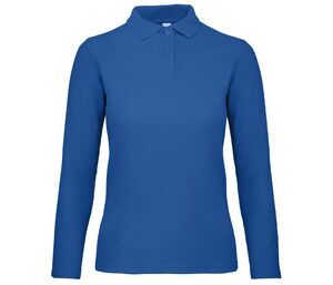 B&C ID1LW - Polo Manches Longues Femme Bleu Royal