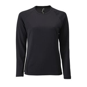 SOL'S 02072 - Sporty Lsl Women Tee Shirt Sport Femme Manches Longues Noir