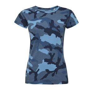 SOL'S 01187 - Camo Women Tee Shirt Femme Col Rond Blue Camo