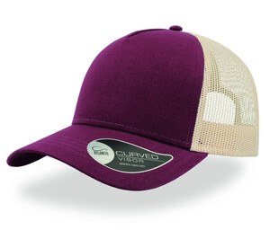 Atlantis AT085 - Casquette 5 Panneaux Trucker en Coton Burgundy/ Stone