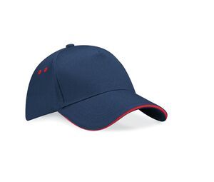 Beechfield BF15C - Casquette 5 Panneaux 100% Coton French Navy / Classic Red
