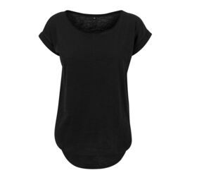 BUILD YOUR BRAND BY036 - T-shirt femme au dos rallongé Noir