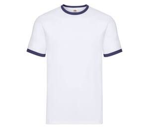 Fruit of the Loom SC245 - T-Shirt Homme Ringer 100% Coton Blanc / Bleu marine