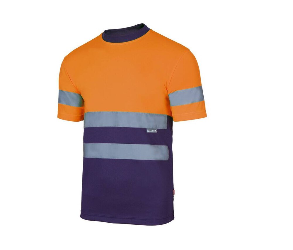 VELILLA T-shirt Poliestere Riciclato Bicolore Alta Visibilità - Manica Corta Con Nastri Riflettenti - Taglia 3XL Grigio/Giallo Fluoro - Certificata EN 20471 Classe 1