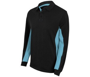 VELILLA V5514 - POLO BICOLORE MANCHES LONGUES Black / Sky Blue