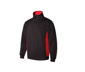 VELILLA V5704 - Sweat bicolore col zippé Noir-Rouge