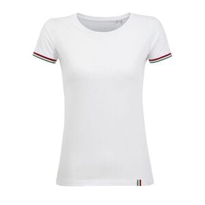 SOL'S 03109 - Rainbow Women Tee Shirt Femme Manches Courtes White / Kelly Green