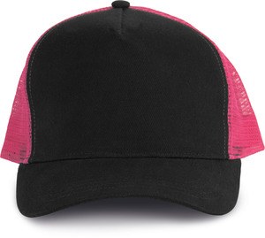 K-up KP137 - CASQUETTE TRUCKER - 5 PANNEAUX Black / Fuchsia