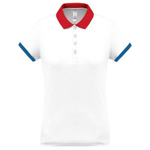 Proact PA490 - Polo piqué performance femme White / Red / Sporty Royal Blue