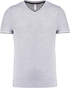 Kariban K374 - T-shirt maille piquée col V homme Oxford Grey / Navy / White