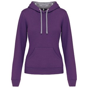 Kariban K465 - Sweat-shirt capuche contrastée femme Purple / Oxford Grey