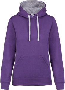 Kariban K465 - Sweat-shirt capuche contrastée femme Purple / Oxford Grey