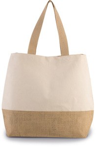 Kimood KI0235 - Sac shopping en toiles de coton & jute Natural / Natural