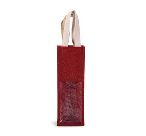 Kimood KI0267 - Sac porte bouteille en jute Cherry Red / Gold