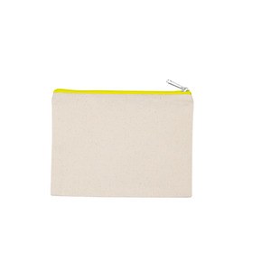 Kimood KI0721 - Pochette en coton canvas - modèle moyen Natural / Fluorescent Yellow