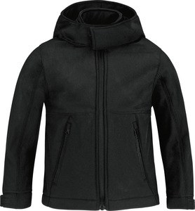 B&C CGJK969 - Veste softshell capuche enfant Noir