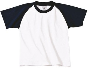 B&C CGTK350 - T-shirt enfant Baseball Blanc / Bleu marine