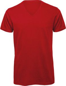 B&C CGTM044 - T-shirt BIO Inspire col V Homme Rouge