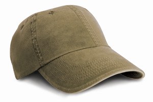 Result RC054X - Casquette coton fine ligne lavé avec visière sandwich Olive/ Stone