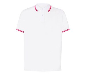 JHK JK205 - Polo homme contrasté Blanc-Rouge