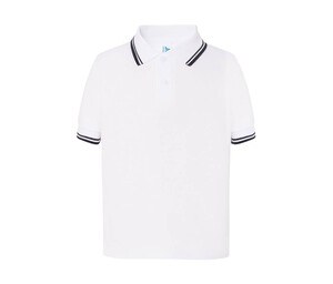 JHK JK205K - Polo enfant contrasté Blanc / Bleu marine