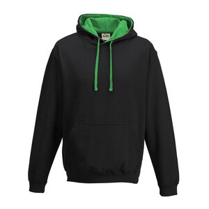 AWDIS JH003 - Sweat Capuche Contrastée Jet Black/ Kelly Green