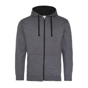 AWDIS JH053 - Sweat capuche zippé contrasté Charcoal/ Jet Black